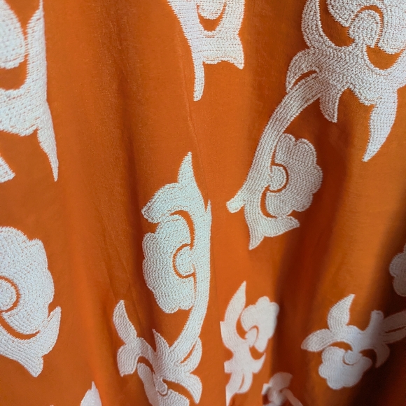 ANTHROPOLOGY EXQUISE Orange Floral Embroidered Cotton Phoebe Maxi Dress Medium - Picture 4 of 15